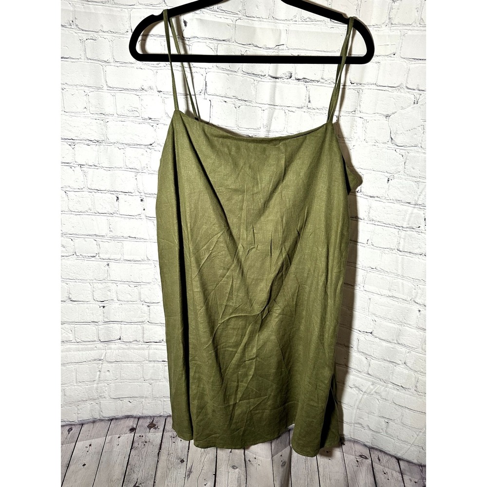 Calliope Womens XL Olive Green Tie Back Spaghetti Strap Camisole Top New